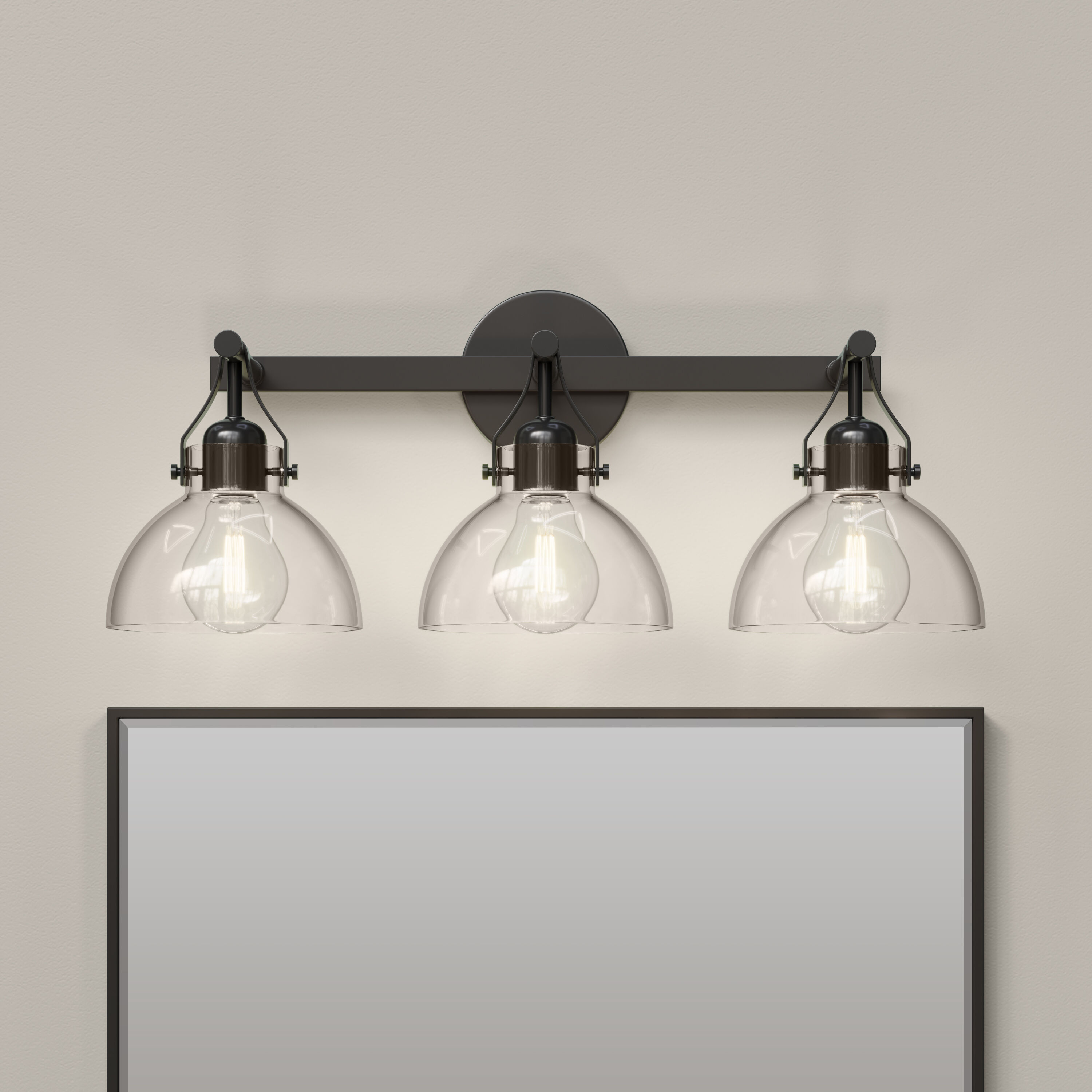 None 3 Light 23 inch Matte Black Bathroom Vanity Light Wall Light